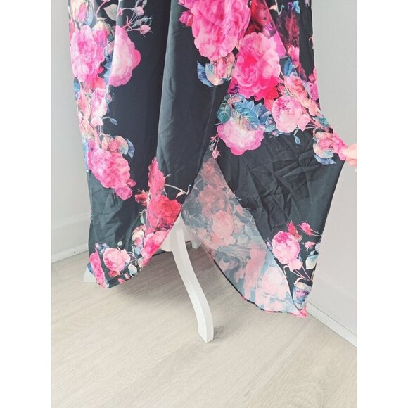 City Chic Romantic Rose Floral Strapless Faux Wrap Hi Low Maxi Dress 22 XL NEW - Picture 5 of 14